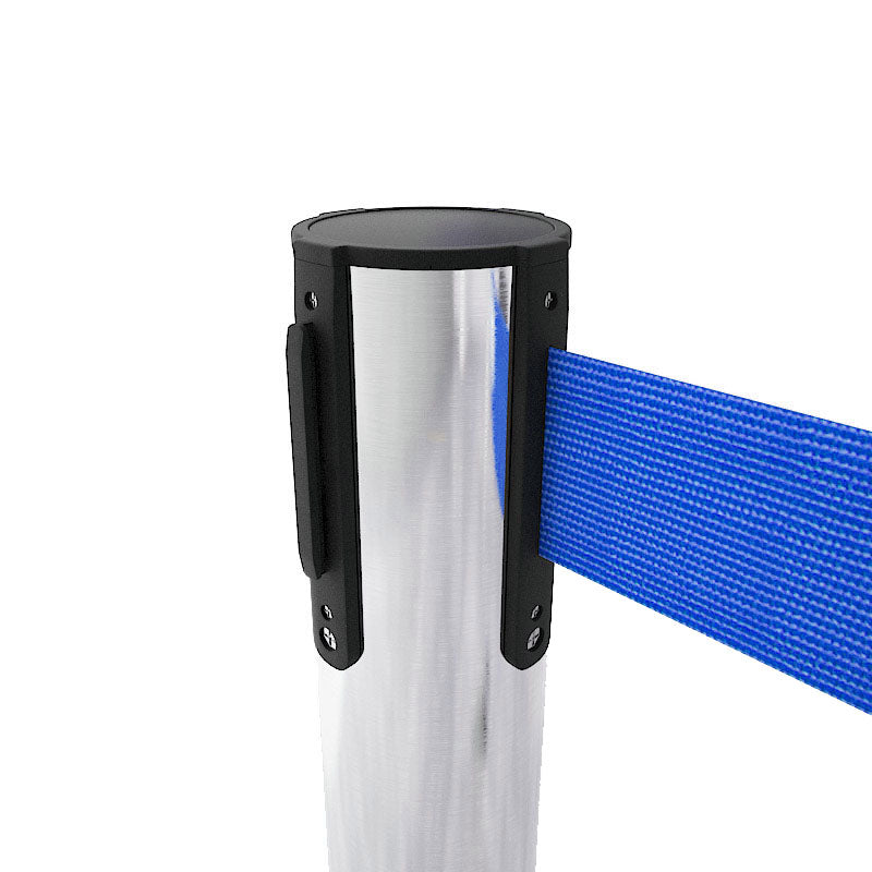 Stainless Steel Stanchion 3ft – Queue Barrier Pole with Red/Blue Ribbon ( Free Delivery)