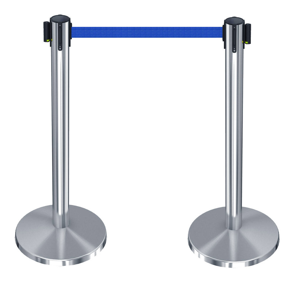 Stainless Steel Stanchion 3ft – Queue Barrier Pole with Red/Blue Ribbon ( Free Delivery)