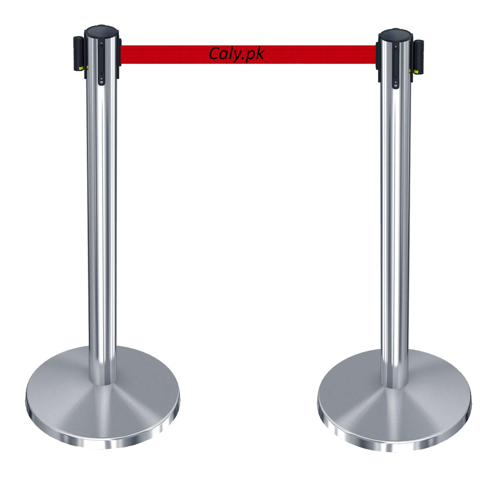 Stainless Steel Stanchion 3ft – Queue Barrier Pole with Red/Blue Ribbon ( Free Delivery)